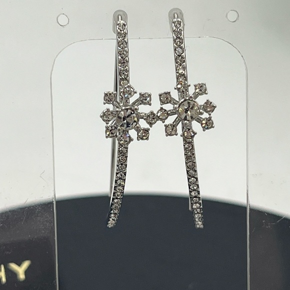 Givenchy Silver Tone Starburst Crystal Flower Half Hoop New - Picture 3 of 11